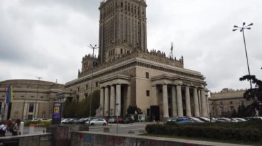 WARSAW, POLAND - APRIL 26, 2022: The Palace of Culture and Science. Notable high-rise building in central Warsaw.