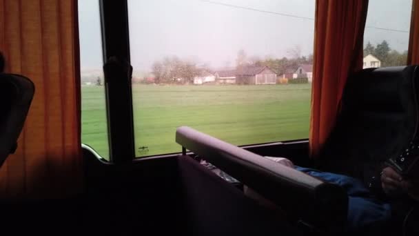 Warsaw Poland April 2022 Rural Views Polish Villages Bus Window — Stock Video