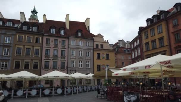 Warsaw Poland April 2022 Street Cafes Old Town Market Place — Stockvideo