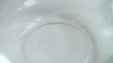 Domatesler cam bir kase suya düşer. Yavaş çekim.