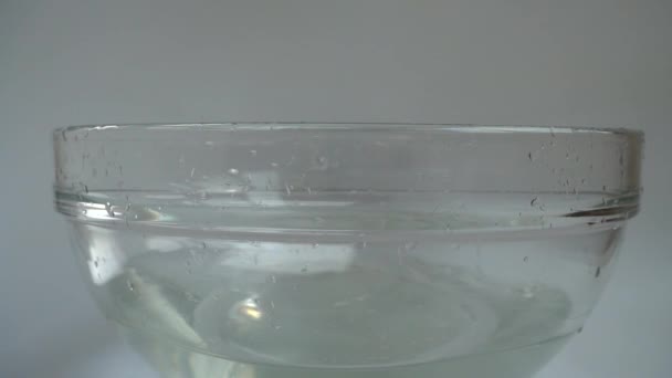 Falling Zucchini Glass Bowl Water Slow Motion — стоковое видео