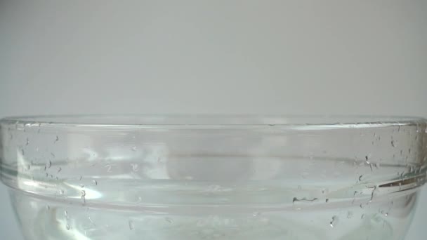 Falling Cabbage Brassica Oleracea Glass Bowl Water Slow Motion — Vídeo de stock