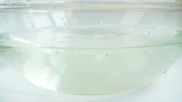 Falling Cabbage Brassica Oleracea Glass Bowl Water Slow Motion — Vídeo de stock