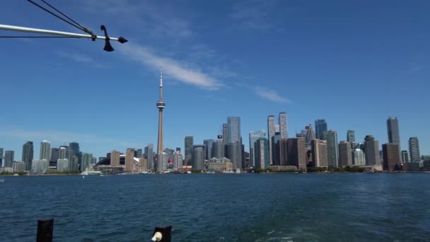 View Downtown Toronto Ferry Ontario Lake Toronto Canada — Stock Video