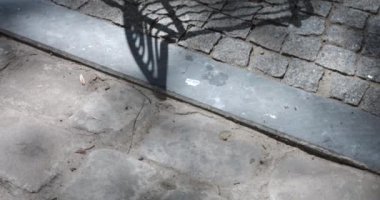 Metal chairs in a small city old European square.