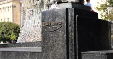 LVIV, UKRAINE - AUGUST 02, 2022: Monument to Taras Shevchenko in the center of Lviv, Ukraine.