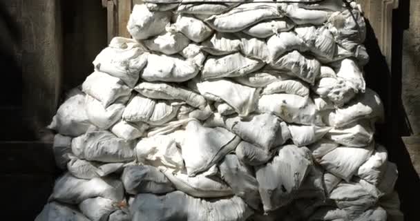 Sandbagged Windows Basement Cathedral Lviv Ukraine — Vídeo de Stock