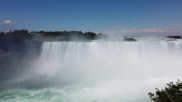 Niagara Falls Top View Horseshoe Falls Canadian Side River — Stock Video