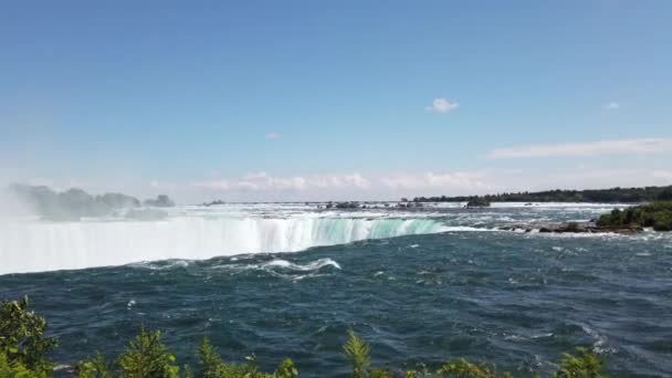 Niagara Falls Top View Horseshoe Falls Canadian Side River — ストック動画