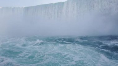 Niagara Falls. View on Horseshoe Falls from boat in time of Voyage to the Falls Boat Tour.
