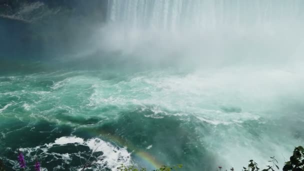 Niagara Falls Top View Horseshoe Falls Rainbow Canadian Side River — Stock videók