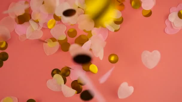 Falling Confetti Peach Pink Background Slow Motion — Wideo stockowe