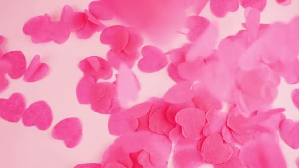 Falling Confetti Pink Background Slow Motion — 图库视频影像