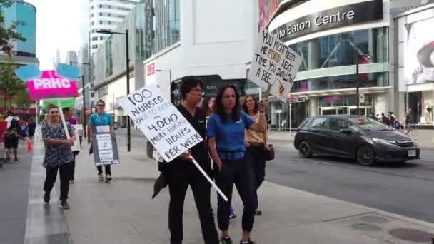 Медсестры Торонто Протестуют Торонто Онтарио Канада — стоковое видео