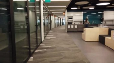 Interior elements of a modern office building.