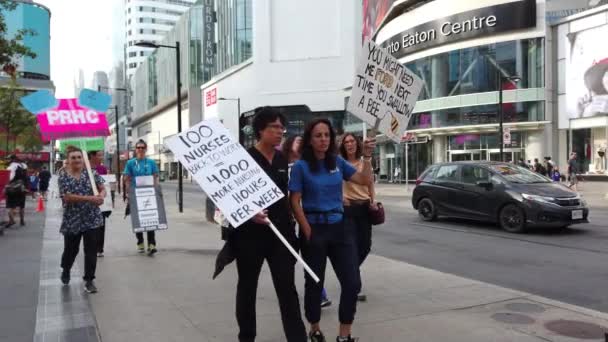 Toronto Nurses Protest Toronto Ontario Canada — Vídeo de Stock