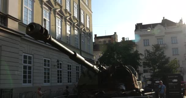 Lviv Ukraine August 2022 Russian Self Propelled Mortar Howitzer Neutralized — Stockvideo