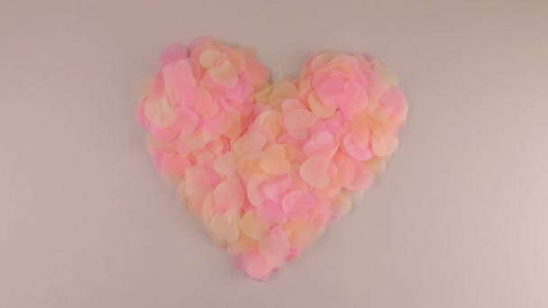 Heart Shaped Confetti Flies Wind Slow Motion — 비디오