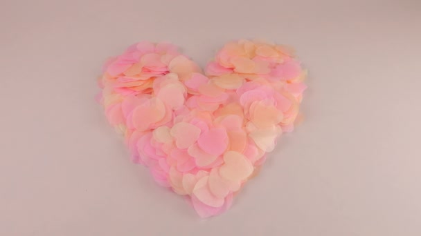 Heart Shaped Confetti Flies Wind Slow Motion — ストック動画