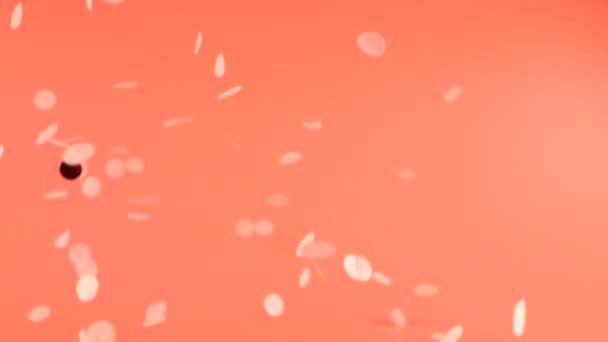 Falling Confetti Pink Background Slow Motion — 图库视频影像