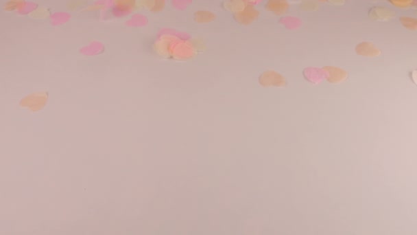 Confetti Fly Make Heart Shape Slow Motion — ストック動画