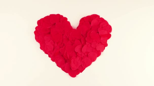 Heart Shaped Confetti Flies Wind Slow Motion — 图库视频影像