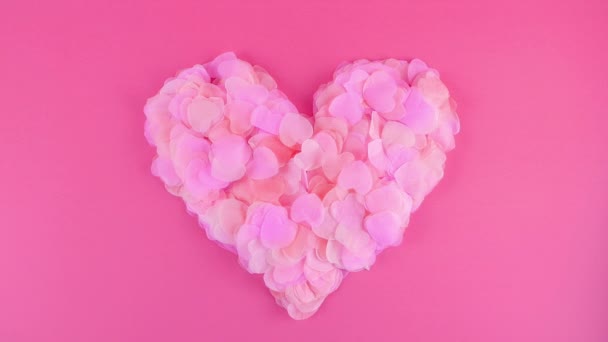 Heart Shaped Confetti Flies Wind Slow Motion — ストック動画