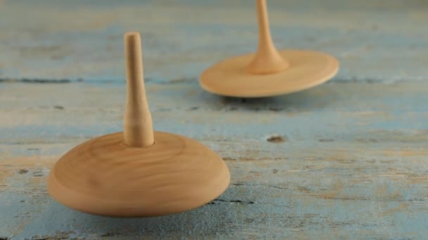 Peg Toy Whirligig Rotates Vintage Wooden Board — Stock Video