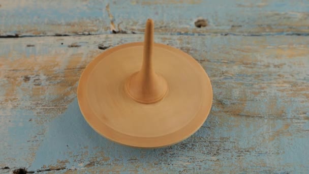 Peg Toy Whirligig Rotates Vintage Wooden Board — Stock Video