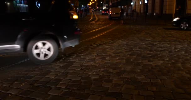 Транспорт Вулицях Нічного Міста — стокове відео