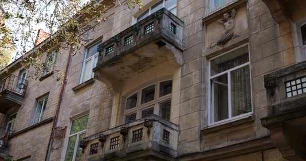 Architektura Starého Evropského Města Natáčení Fasády Budovy — Stock video
