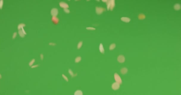 Falling Confetti Green Background — Stock Video