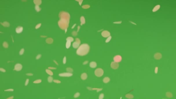 Caindo Confete Fundo Verde — Vídeo de Stock