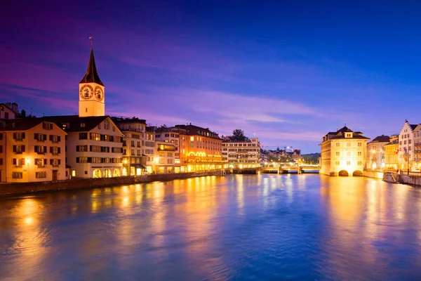 Skyline Von Zrich Abend Schweiz — Stock Photo, Image