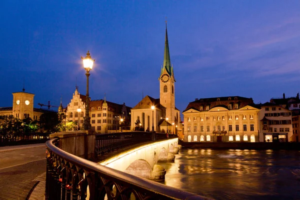 Skyline Von Zrich Abend Schweiz — Stock Photo, Image