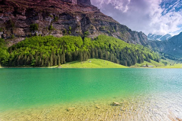 Schweiz Den Alpen的Der Wunderschne Seealpsee — 图库照片