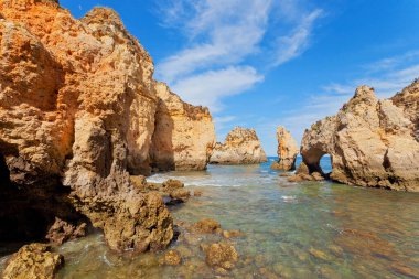 Portekiz, Algarve 'deki Deniz Kayalıkları Panoraması