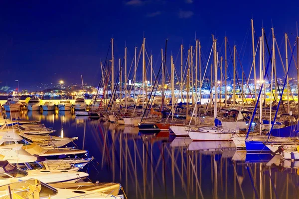 Cannes Marina Night French Riviera France — Stock Photo, Image