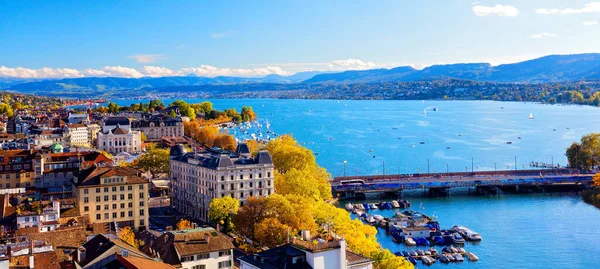 Famous Zurich City Autumn Swiss Alps Switzerland — стоковое фото