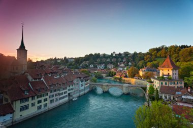 Bern 'in panoramik manzarası, İsviçre Alpleri, İsviçre