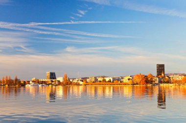 Zug şehrinin panoramik manzarası, İsviçre