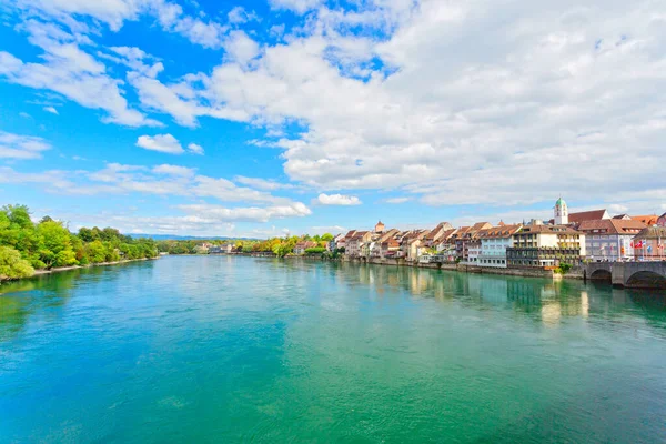 Rheinfelden City Rhein River Switzerland — стоковое фото