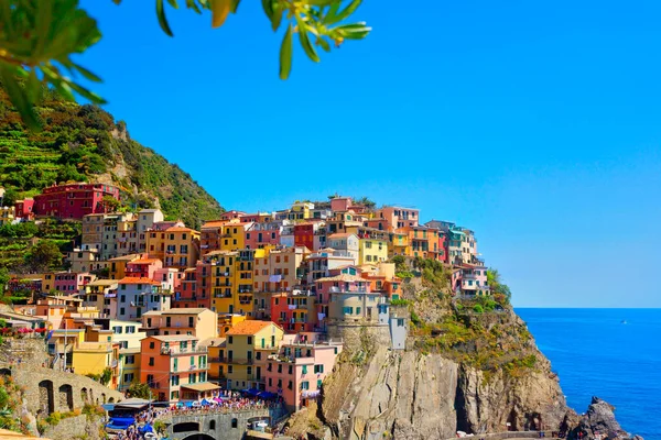Vista Panorâmica Colorida Vila Manarola Cinque Terre Ligúria Itália — Fotografia de Stock