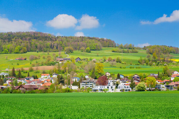 Beautiful view of village Reinach in canton of Aargau, Switzerland