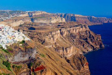 Santorini, Cyclades Adası, Yunanistan 'ın panoramik manzarası