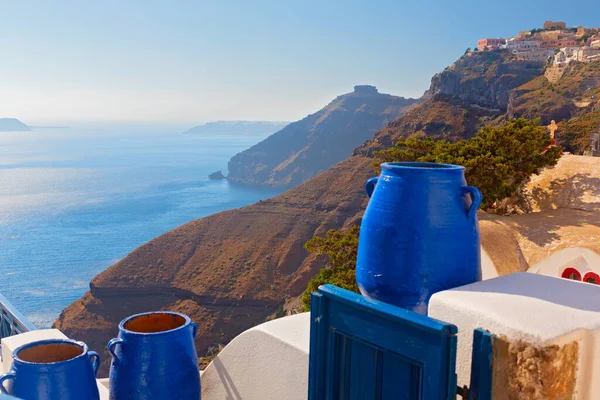 Panoramic View Santorini Cyclades Island Greece — стокове фото