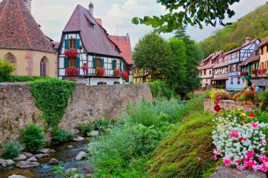 Fransa 'nın Alsace kentindeki Picturesque Village Kaysersberg