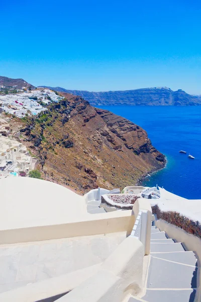 Panoramic View Santorini Cyclades Island Greece — стокове фото