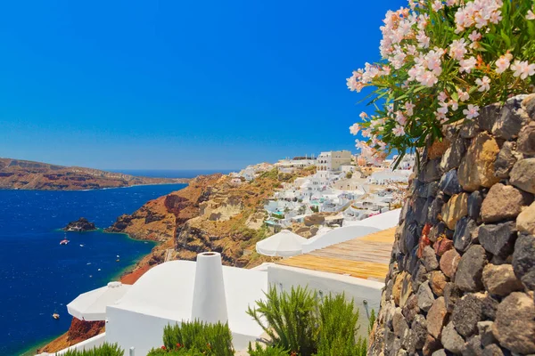 Panoramic View Santorini Cyclades Island Greece — стокове фото