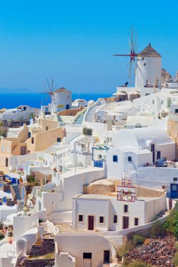 Santorini, Cyclades Adası, Yunanistan 'ın panoramik manzarası
